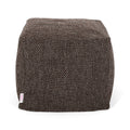 Naima Contemporary Fabric Square Pouf, Dark Brown Dark Brown Fabric