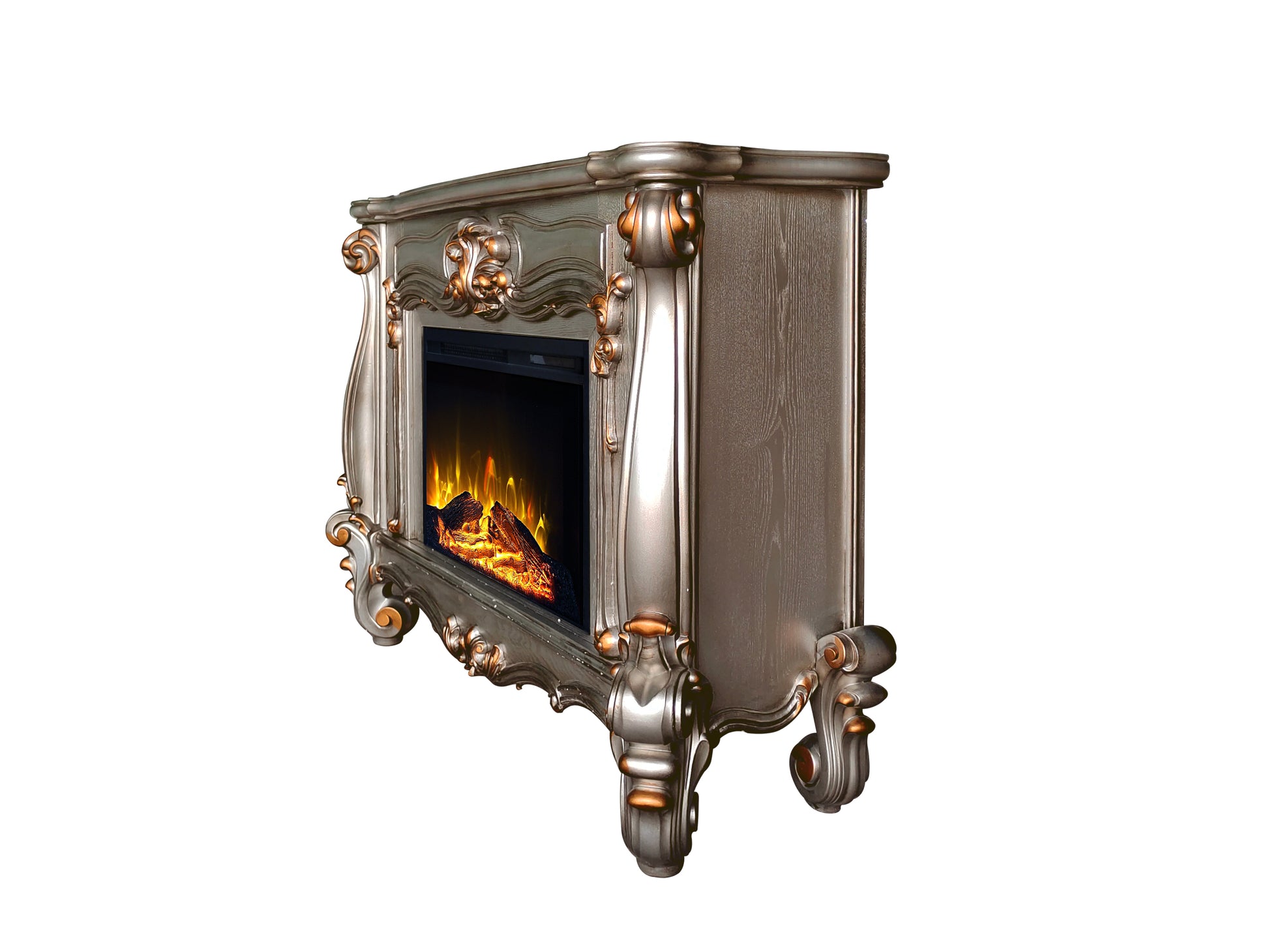 Versailles Fireplace Antique Platinum Finish Ac01314 Antique White Solid Wood Mdf