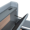Queen Size & Twin Xl Size Upholstered Platform Bed, Mother & Child Bed With Hydraulic Storage System, Drawer Box, Bedhead Storage Shelf And Two Pairs Of Sockets & Usb Ports, Pu Leather, Gray Gray Pu Leather