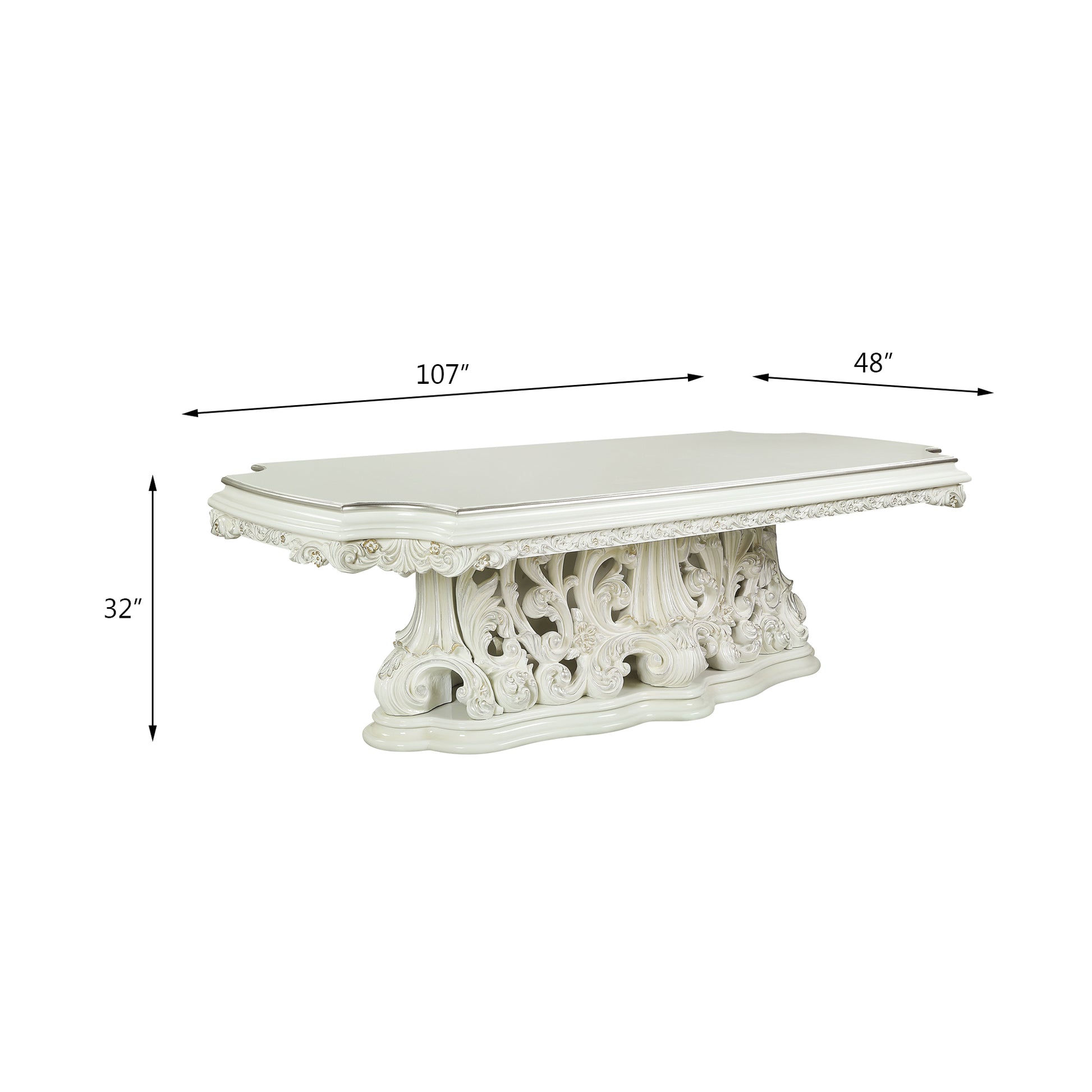 Adara Dining Table Antique White Finish Dn01229 Antique White Mdf