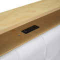 Queen Size Tufted Upholstered Platform Bed With Storage Headboard And Hydraulic Storage System, Modern Pu Storage Bed With Motion Activated Night Lights And Usb Charger,Natural Natural Wood
