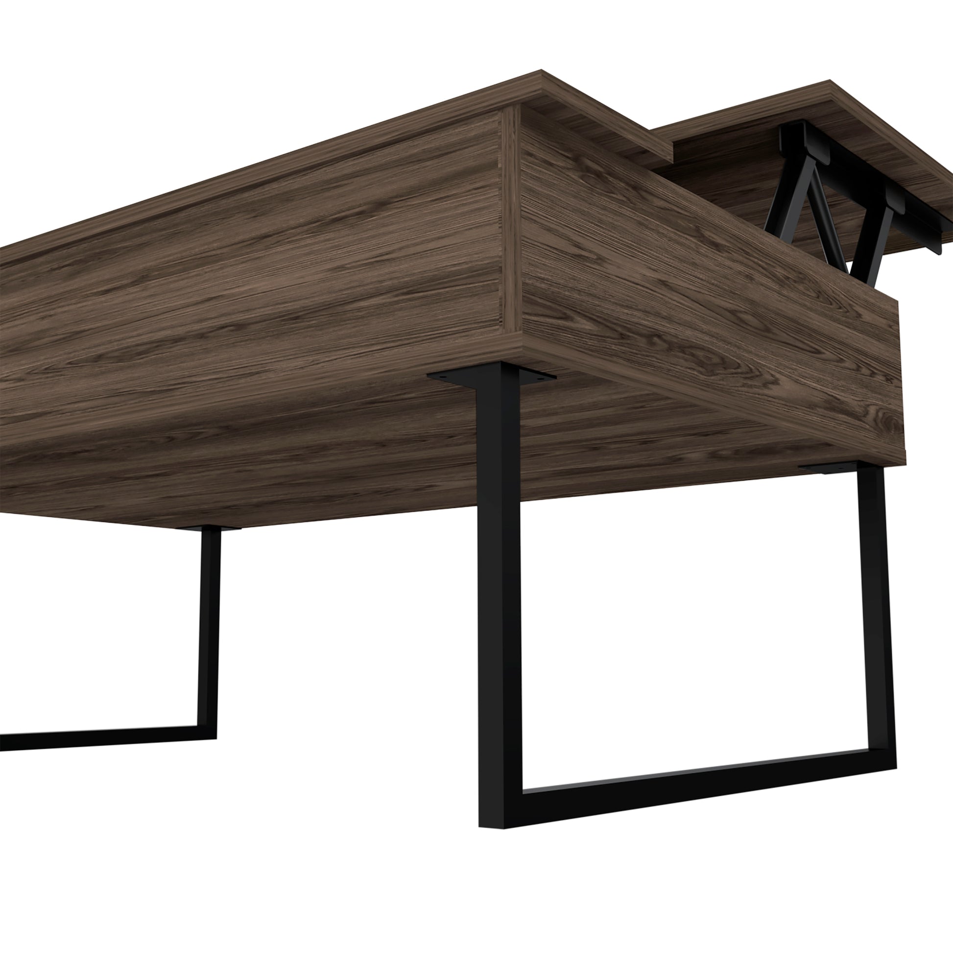 Viena Lift Top Coffee Table, Flexible Shelf, Two Legsdark Walnut Brown Particle Board Particle Board