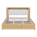 Queen Size Tufted Upholstered Platform Bed With Storage Headboard And Hydraulic Storage System, Modern Pu Storage Bed With Motion Activated Night Lights And Usb Charger,Natural Natural Wood