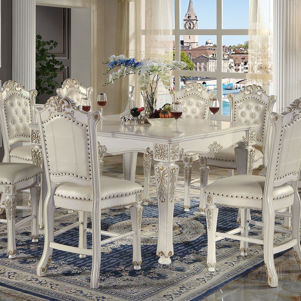Vendome Counter Height Table, Antique Pearl Finish Dn01515 Antique White Wood