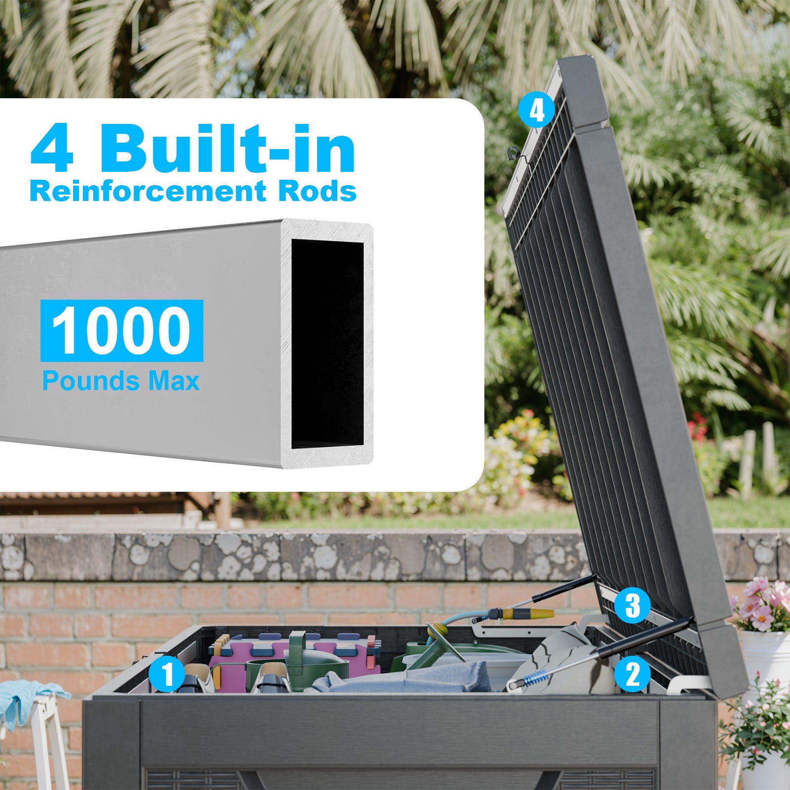 260 Gallon Deck Box, Waterproof Resin Large Outdoor Storgae Box For Patio Furniture, Patio Cushions, Gardening Tools, Pool And Sports Supplies, Lockable Black No Complete Patio Set Black Water Resistant Frame Garden & Outdoor Classic Complete Patio Sets