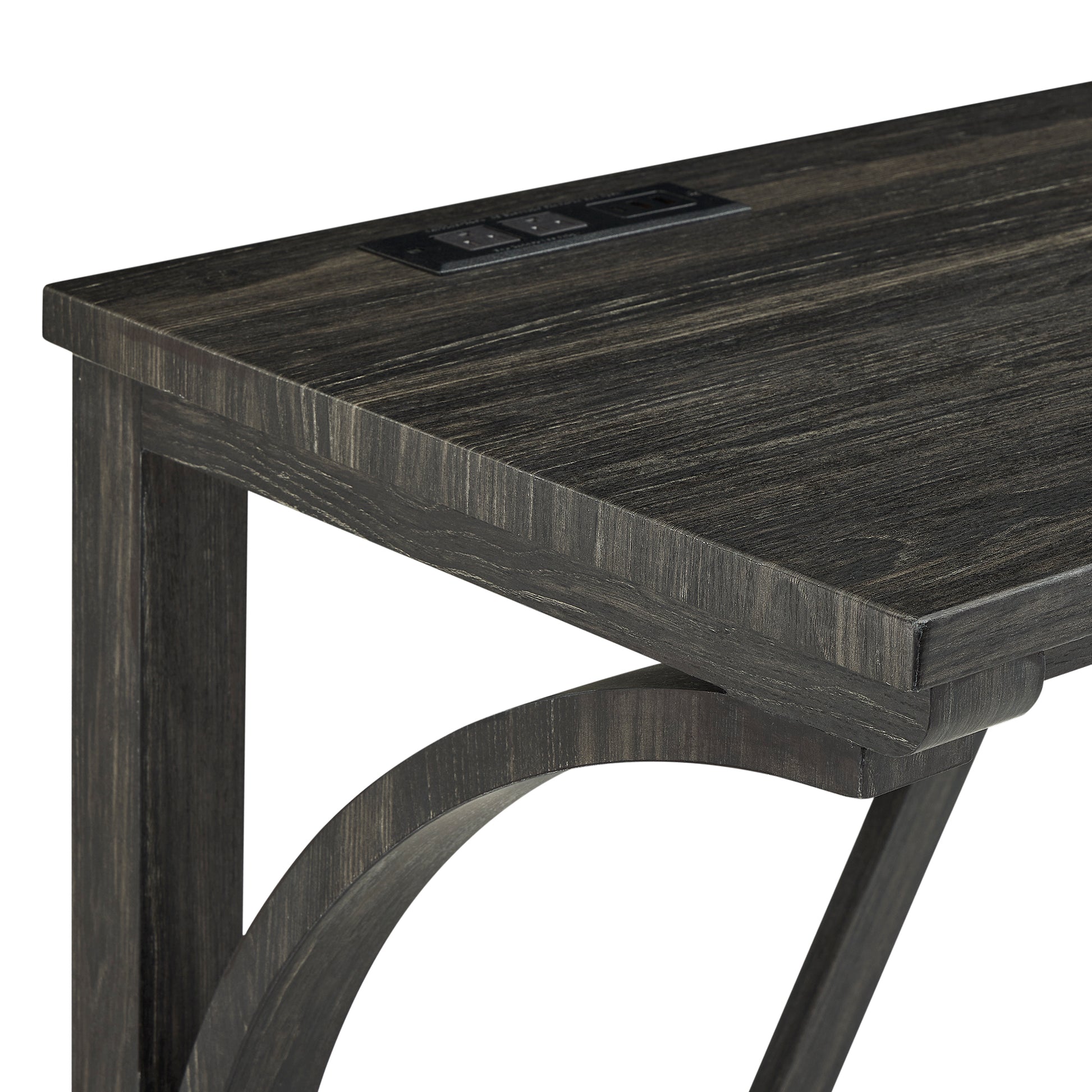 Bar Table Set With Power Outlet, Bar Table And Chairs Set, 4 Piece Dining Table Set, Industrial Breakfast Table Set, For Living Room, Dining Room, Game Room Grey Black Solid Wood Mdf