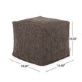 Naima Contemporary Fabric Square Pouf, Dark Brown Dark Brown Fabric