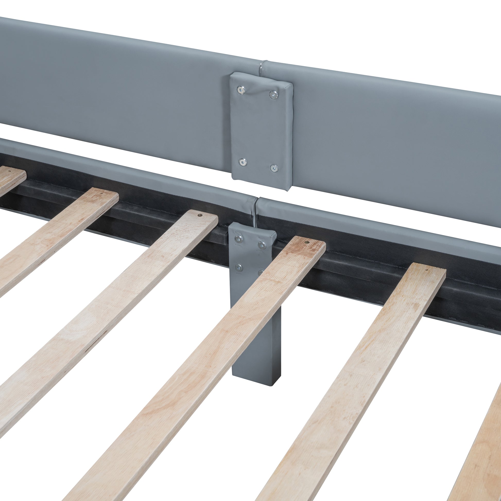 Queen Size & Twin Xl Size Upholstered Platform Bed, Mother & Child Bed With Hydraulic Storage System, Drawer Box, Bedhead Storage Shelf And Two Pairs Of Sockets & Usb Ports, Pu Leather, Gray Gray Pu Leather