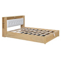 Queen Size Tufted Upholstered Platform Bed With Storage Headboard And Hydraulic Storage System, Modern Pu Storage Bed With Motion Activated Night Lights And Usb Charger,Natural Natural Wood