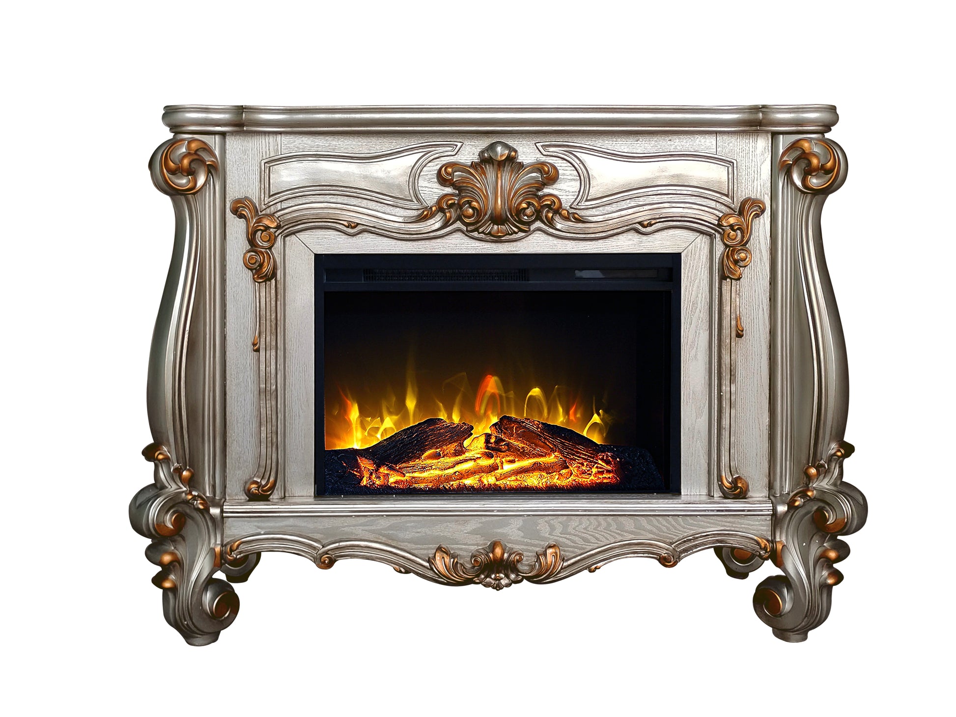 Versailles Fireplace Antique Platinum Finish Ac01314 Antique White Solid Wood Mdf