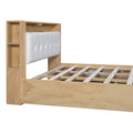 Queen Size Tufted Upholstered Platform Bed With Storage Headboard And Hydraulic Storage System, Modern Pu Storage Bed With Motion Activated Night Lights And Usb Charger,Natural Natural Wood