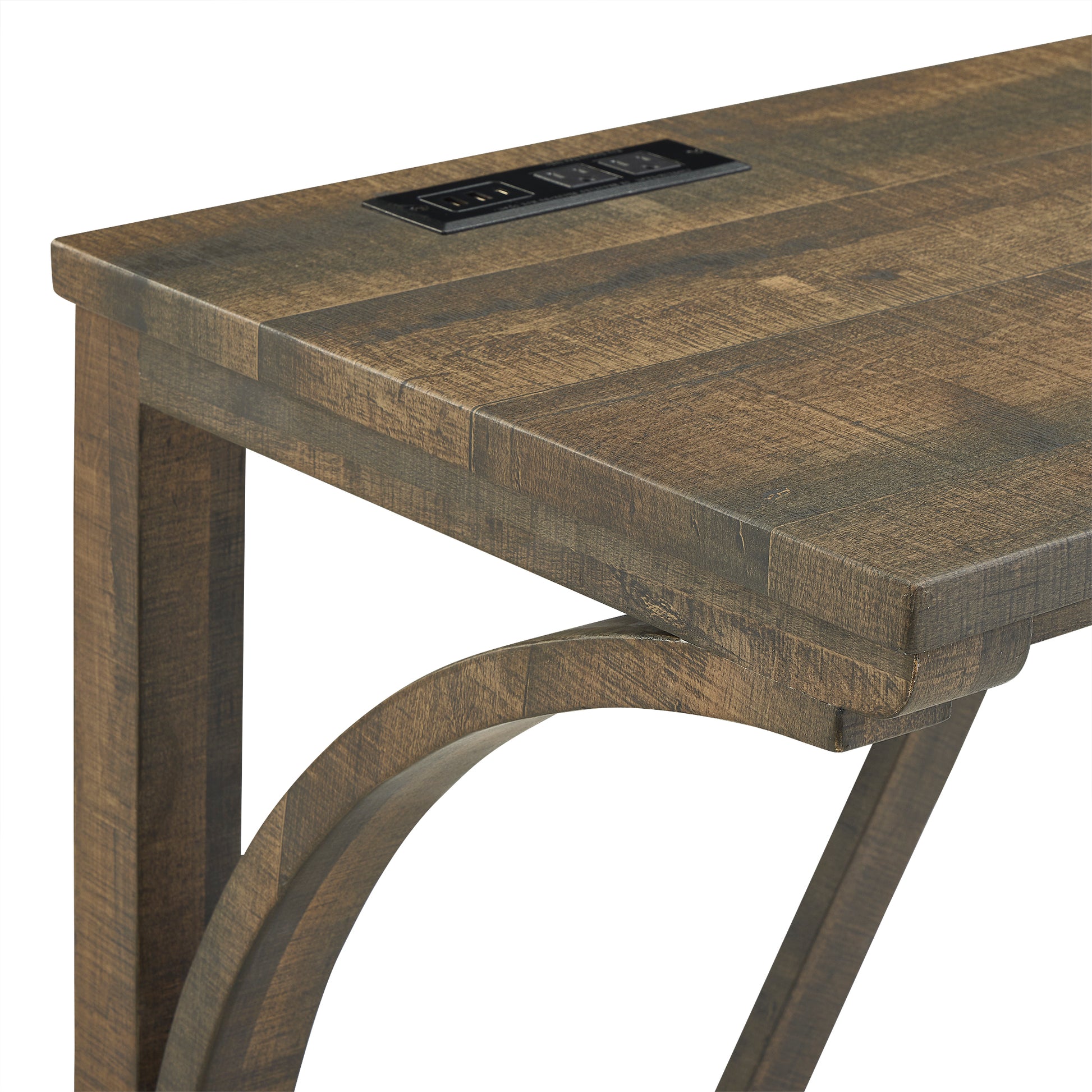 Bar Table Set With Power Outlet, Bar Table And Chairs Set, 4 Piece Dining Table Set, Industrial Breakfast Table Set, For Living Room, Dining Room, Game Room Brown Yellow Solid Wood Mdf