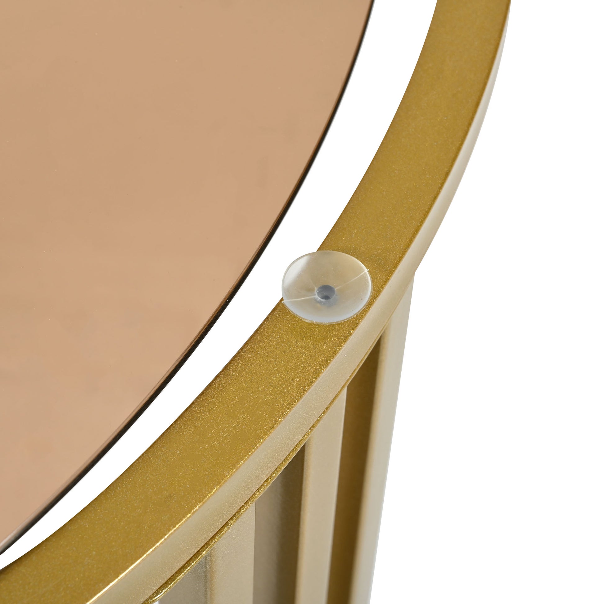 27.5'' & 19.6'' Stackable Coffee Table With 2 Drawers, Nesting Tables With Brown Tempered Glass And High Gloss Marble Tabletop, Set Of 2, Round Center Table For Living Room, White Golden White Primary Living Space Drawers Round Mdf Iron