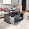 Modern Gray Multi Functional Rectangle Lift Top Coffee Table Extendable With Storage Dark Gray Mdf