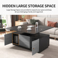 Modern Gray Multi Functional Rectangle Lift Top Coffee Table Extendable With Storage Dark Gray Mdf