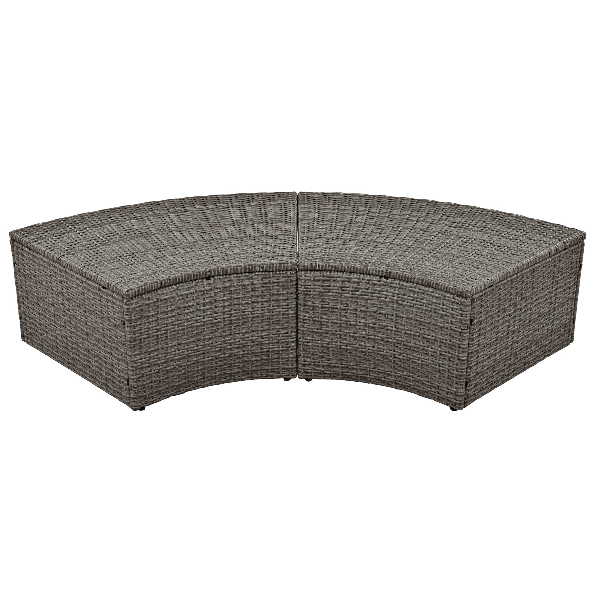 Patio 5 Piece Round Rattan Sectional Sofa Set All Weather Pe Wicker Sunbed Daybed With Round Liftable Table And Washable Cushions For Outdoor Backyard Poolside, Gray Yes Deep Seating Gray Water Resistant Frame Water Resistant Cushion Garden & Outdoor