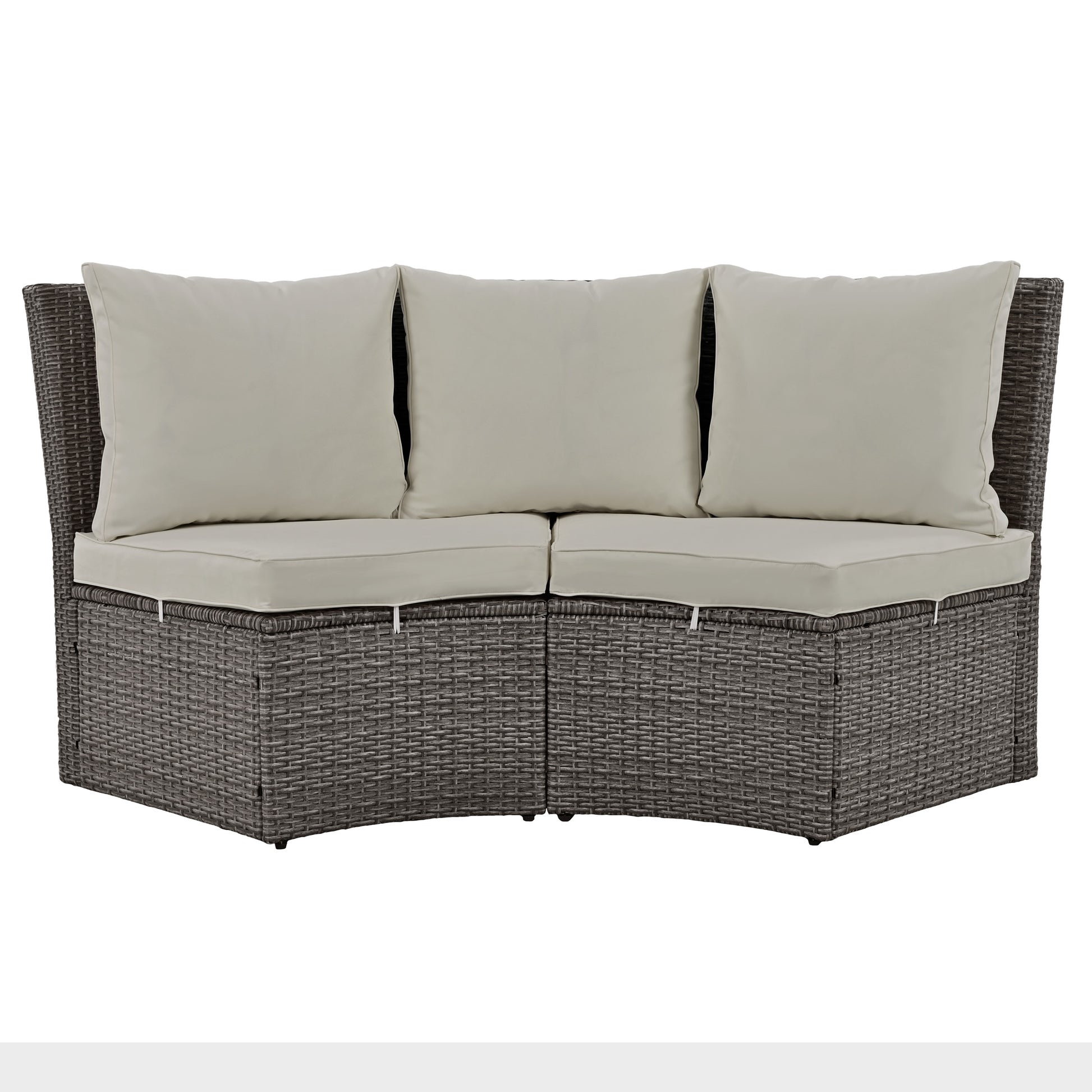 Patio 5 Piece Round Rattan Sectional Sofa Set All Weather Pe Wicker Sunbed Daybed With Round Liftable Table And Washable Cushions For Outdoor Backyard Poolside, Gray Yes Deep Seating Gray Water Resistant Frame Water Resistant Cushion Garden & Outdoor