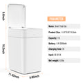 17L Intelligent Automatic Packing Trash Can, With Automatic Adsorption Garbage Bag Function And Type C Interface Charging Function, Built In 6 Garbage Bags U01 17L W Lkj White Plastic