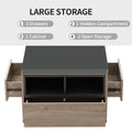 Modern Lift Top Coffee Table Multi Functional Table With 3 Drawers In Walnut & Black Walnut Black Mdf