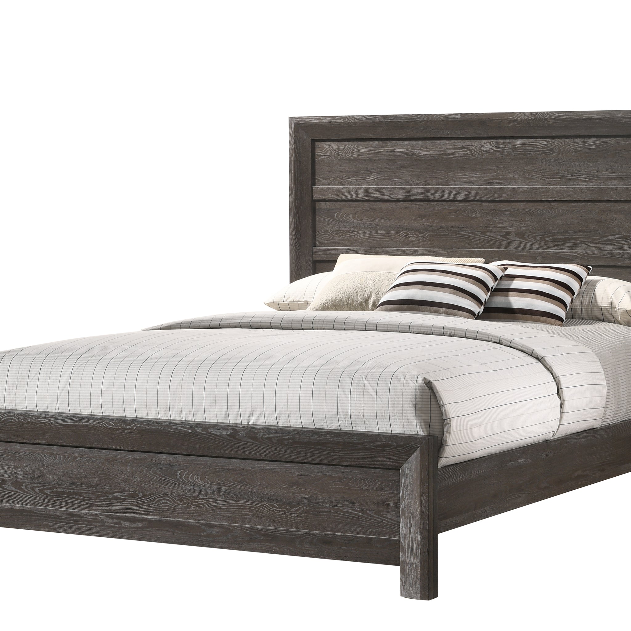 Rustic 1Pc Wooden Bedroom Furniture Queen Size Panel Bed Gray Brown Finish Contemporary Style Brown Gray Wood