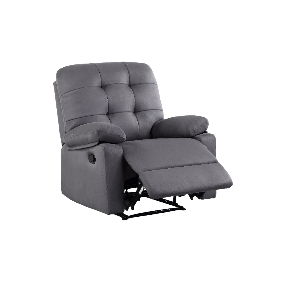 Contemporary Ebony Color Plush Microfiber Motion Recliner Chair 1Pc Couch Manual Motion Plush Armrest Tufted Back Living Room Furniture Ebony Microfiber Manual Handle Metal Primary Living Space Cushion Back Contemporary,Modern,Transitional Handle Pillow