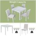 5 Piece Wooden Dining Table Set, Kitchen Table Set With A Square Table And 4 Upholstered Chairs, Wooden Dining Room Table With Crystal Decoration And Chairs Set For Kitchen, Dining Room, White Beige White Seats 4 Dining Room 4 Leg Square Dining Table