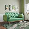 Green Loveseat Sofa With Tulip Pattern Modern Upholstered Two Seater Pu Sofa With 2 Dumpling Shaped Throw Pillows With Tulip Patterns Green Medium Soft Tech Cloth Solid Wood 2 Seat