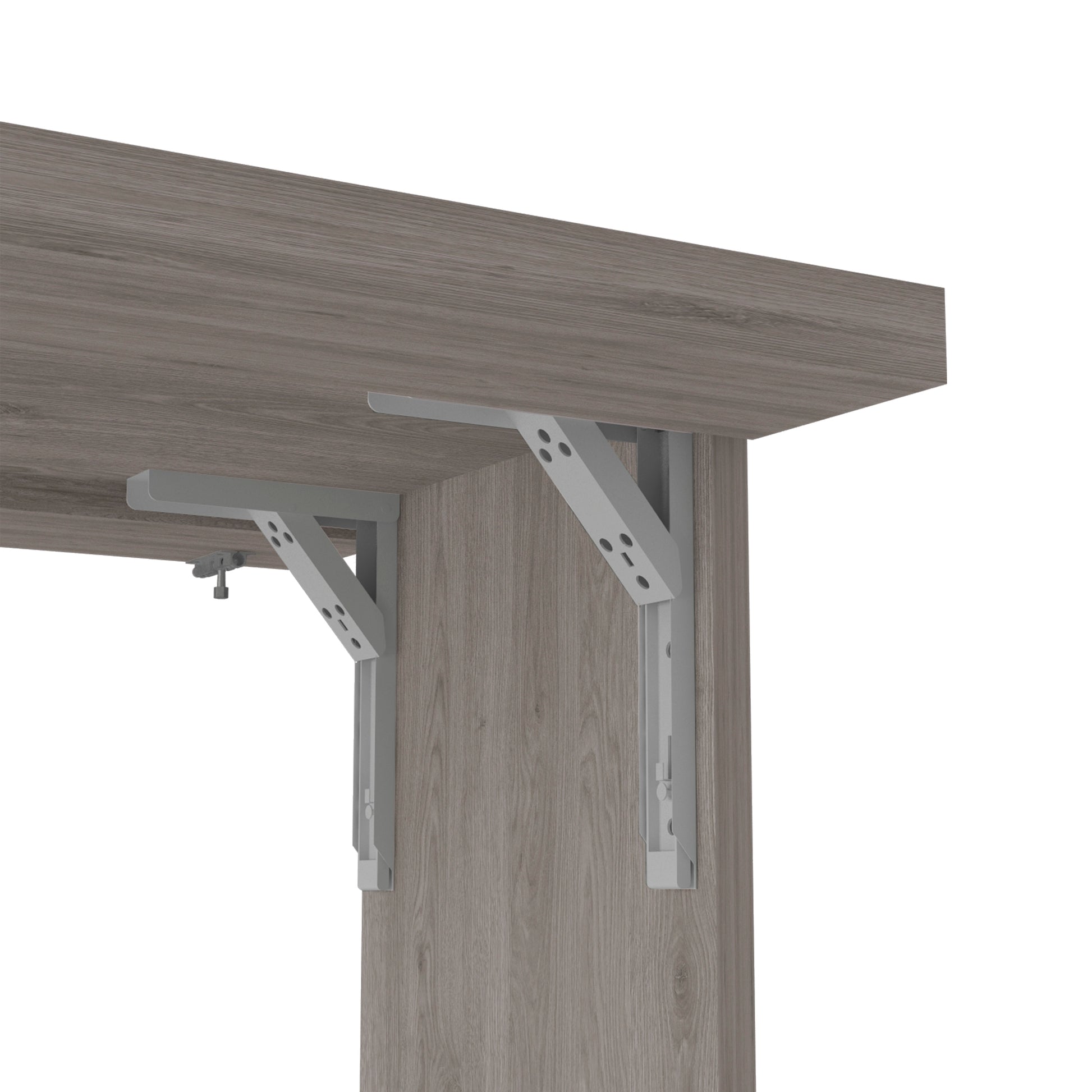 Toscana Wall Foldable Table With Multiple Shelves, Light Gray Gray Particle Board Particle Board