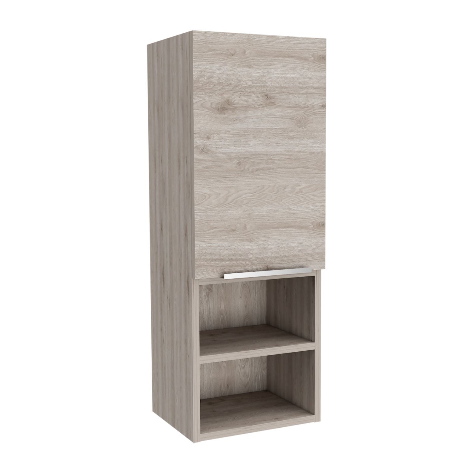 Medicine Single Door Cabinet 32" H, Two Interior Shelves, Two External Shelves, Light Gray Gray Particle Board Particle Board