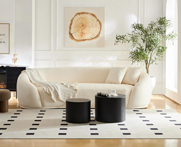 3 Person Sofa Modern Combination Half Moon Casual Teddy Bear Wool Sofa Curved Sofa, Snow White White Primary Living Space Medium Soft Delicate Duty Fabric 3 Seat