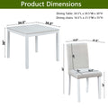 5 Piece Wooden Dining Table Set, Kitchen Table Set With A Square Table And 4 Upholstered Chairs, Wooden Dining Room Table With Crystal Decoration And Chairs Set For Kitchen, Dining Room, White Beige White Seats 4 Dining Room 4 Leg Square Dining Table