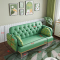 Green Loveseat Sofa With Tulip Pattern Modern Upholstered Two Seater Pu Sofa With 2 Dumpling Shaped Throw Pillows With Tulip Patterns Green Medium Soft Tech Cloth Solid Wood 2 Seat