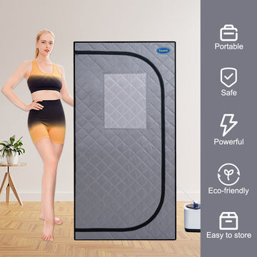 Portable Grey Mini Plus Style Steam Sauna Tent Personal Home Spa, With Steam Generator, Remote Control, Foldable Chair, Pvc . Easy To Install,Fast Heating, With Fcc & Ul Certification Cement Grey Polyester Polyester