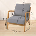 Leisure Chair With Solid Wood Armrest And Feet, Mid Century Modern Accent Sofa,1 Seat Light Gray Linen