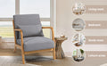 Leisure Chair With Solid Wood Armrest And Feet, Mid Century Modern Accent Sofa,1 Seat Light Gray Linen