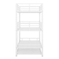 Metal Twin Size Triple Bunk Bed With Trundle, White Antique White Metal