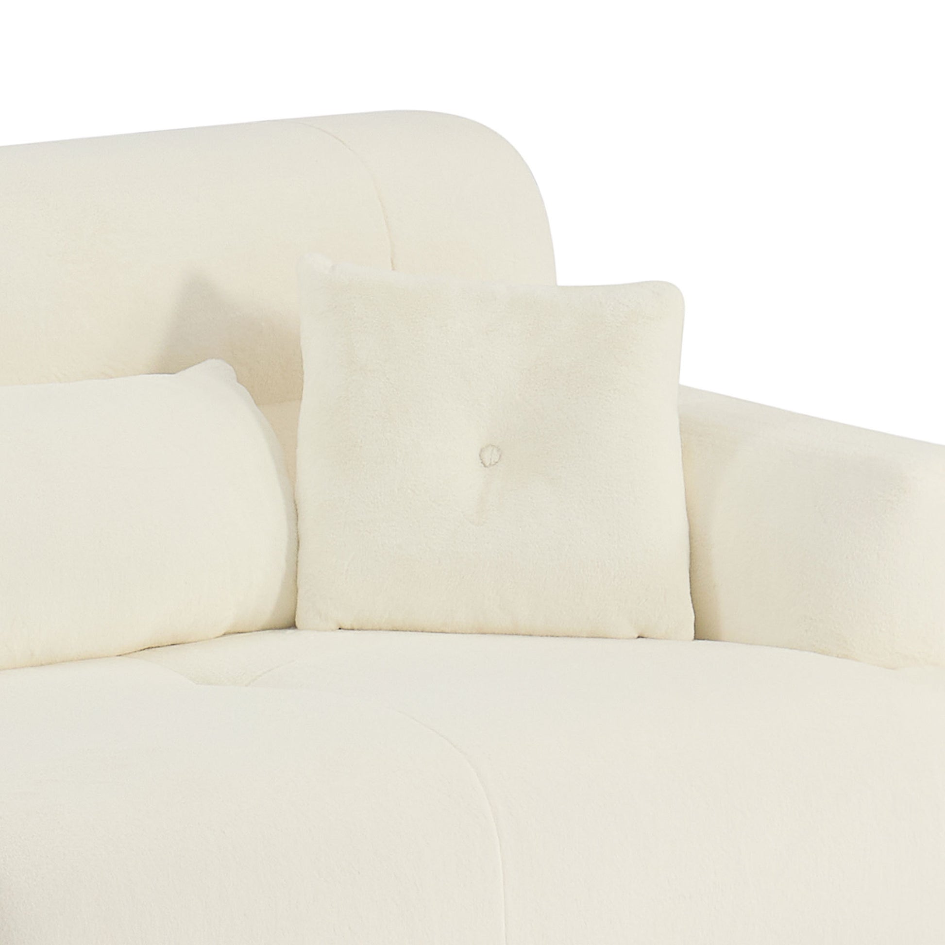 111.81'' Soft Thick Fuzzy Faux Rabbit Fur Couch Sofa ,Luxury Cute Cozy Furry Couch,Plush Warm Fleece Fluffy Ultra Soft Fabric Sofa,Beige. Beige Faux Fur