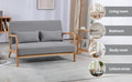 Leisure Chair With Solid Wood Armrest And Feet, Mid Century Modern Accent Sofa,2 Seat Light Gray Linen