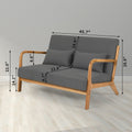 Leisure Chair With Solid Wood Armrest And Feet, Mid Century Modern Accent Sofa,2 Seat Dark Gray Linen