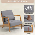 Leisure Chair With Solid Wood Armrest And Feet, Mid Century Modern Accent Sofa,1 Seat Light Gray Linen