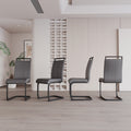 Modern Dining Chairs,Pu Faux Leather High Back Upholstered Side Chair With C Shaped Tube. Black Metal Legs For Dining Room Kitchen Vanity Patio Club Guest Office Chair Set Of 4 Grey Pu Grey Kitchen Dining Chairs Foam Pu