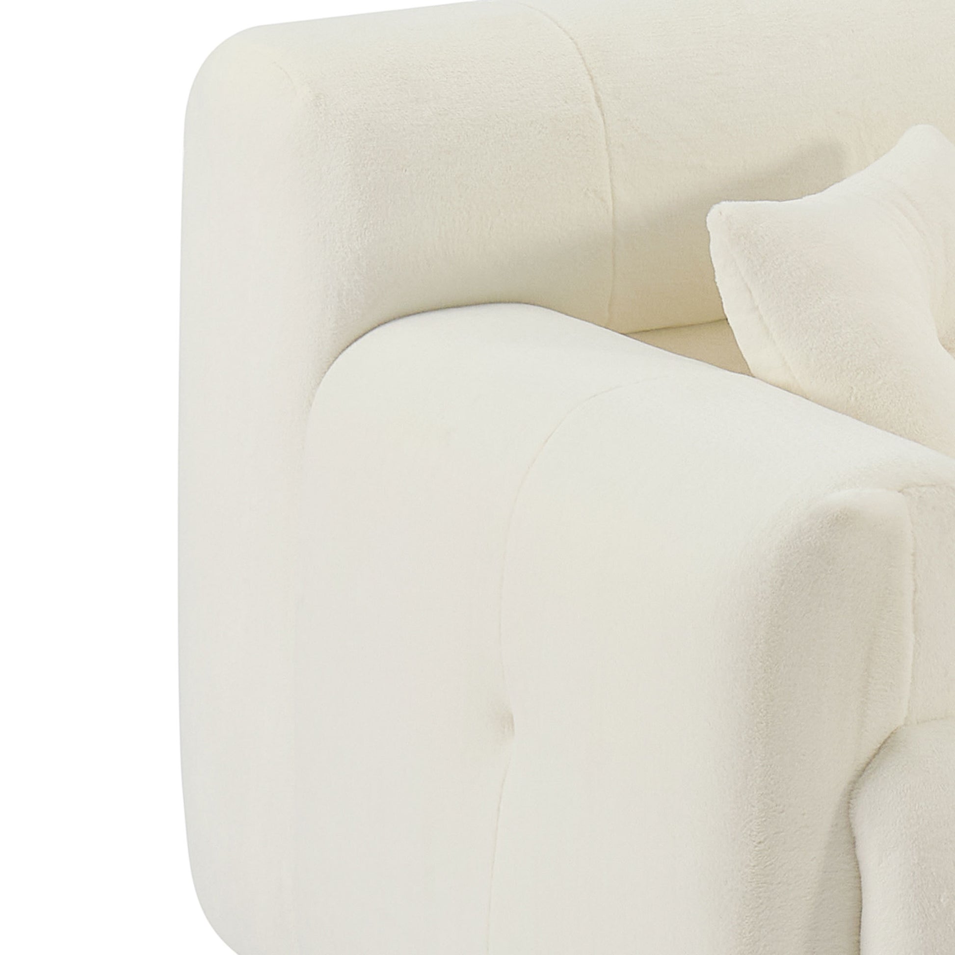 111.81'' Soft Thick Fuzzy Faux Rabbit Fur Couch Sofa ,Luxury Cute Cozy Furry Couch,Plush Warm Fleece Fluffy Ultra Soft Fabric Sofa,Beige. Beige Faux Fur