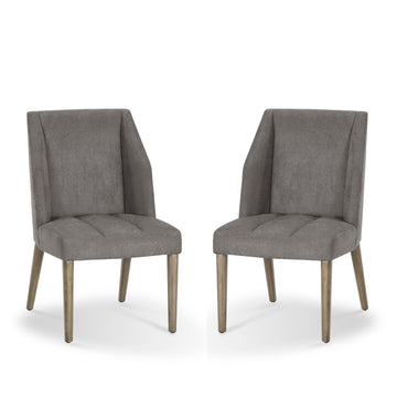 23 Inch Upholstered Solid Timber Dining Chair, Set Of 2, Dark Gray Gray Wood Fabric