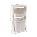 Laundry Basket Plastic Hamper 2 Tier Storage Sorter Hampers With Wheels For Kitchen Bedroom Bathroom Free Standing Storage Baskets White White Plastic