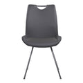 Curved Back Dining Chair With Bucket Design Seat, Set Of 2, Dark Gray Gray Faux Leather