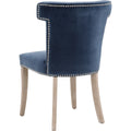 Fabric Sculpted Wingback Dining Chair Saber Legs, Blue Blue Wood Fabric