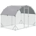 Pawhut Large Chicken Coop Metal Chicken Run With Waterproof And Anti Uv Cover, Dome Shaped Walk In Fence Cage Hen House For Outdoor And Yard Farm Use, 1