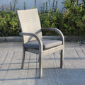 Balcones Outdoor Wicker Dining Chairs With Cushions, Set Of 8, Gray Dark Gray Gray Aluminium Wicker
