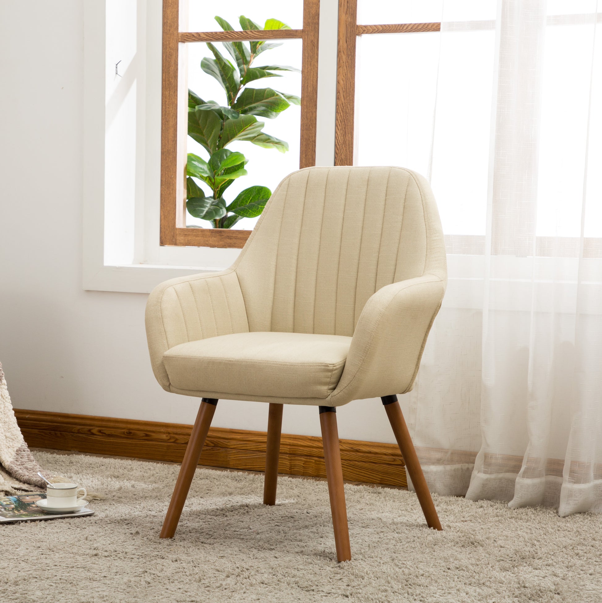 Tuchico Contemporary Fabric Accent Chair, Tan Tan Polyester