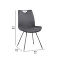 Curved Back Dining Chair With Bucket Design Seat, Set Of 2, Dark Gray Gray Faux Leather